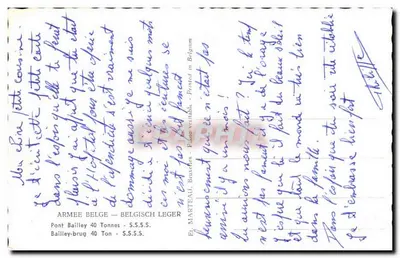 Ponte Bailey de 40 Toneladas — Exército Belga — Editor Marteau, Bruxelas — Verso