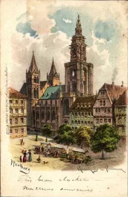 Kilianskirche em Heilbronn — vista da praça — J. Junginger's Verlag, Nr. 23 D