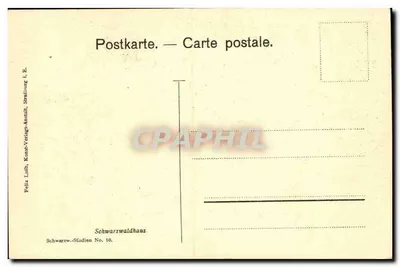 Castelo do Schwarzwald — Editor Felix Luib, Strasbourg, série Schwarzwaldbaus No. 10 — Verso