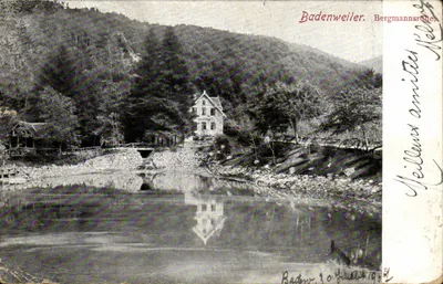Bergmannsrübe — vista do lago e do edifício — editor Badenweiler, n° 10