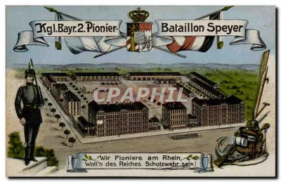 Batalhão Speyer — Kgl. Bayr. 2. Pionier — editor: Richtscher Kunst- u. Postkarten-Verlag, Mannheim