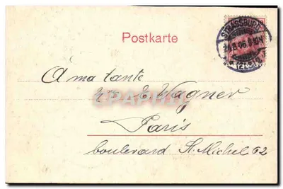Strasbourg i. E. — Katedra — widok na fasadę południową — wydawca J. A. D. St., nr B 213 — Rewers