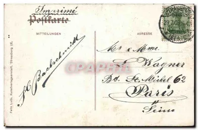 Strasburg i. E. - Most na Rzecze Ren w pobliżu Kehl - Felix Lulib, Strasburg — Rewers