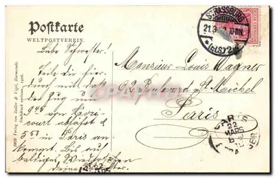 Strasburg — Hôhere Töchterschule — wydawca Weltpostverein, n°3809 — Rewers