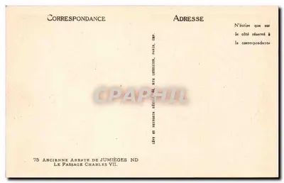 Antica Abbazia di Jumièges — passaggio di Carlo VII — Imp. Letellier, Parigi — Verso