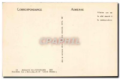 Ruine della chiesa — Abbazia di Jumieges — lato nord — editore impr. Paris — Verso