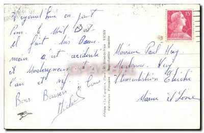 Royat — Widok ogólny — Katedra i Puy-de-Dôme — Wydawnictwo La Cigogne, Vichy — Rewers