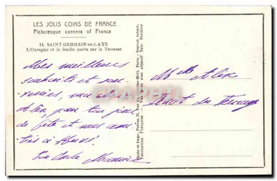Saint-Germain-en-Laye — El Huracán y la hoja muerta en la Terraza — Patras — Reverso