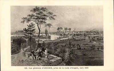 Vista geral de ANCENIS — tomada da estrada de Angers, cerca de 1860 — F. Chapeau, editor Nantes