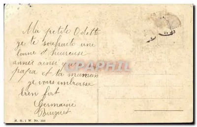Dois crianças em um balão dirigível — Boa Ano — H. H. i W. Nr. 556 — Verso