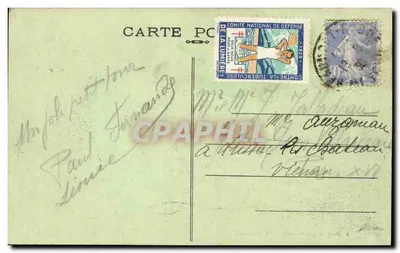 Omgeving van Cherbourg — JOBOURG — De grote Rochers bij de uitgang van de grotten — A. Rougward, uitgave in Cherbourg — Achterkant