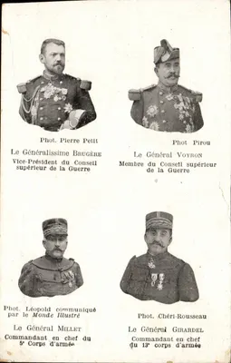 Quatro generais franceses — O Generalíssimo Brugère, O General Voyron, O General Millet, O General Girardel — editor Monde Illustré