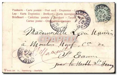 Wodospad w lesie — Wydawca nieznany, seria 329 — Rewers