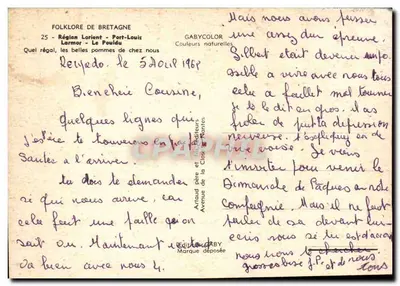 Crianças em trajes bretones — colheita de maçãs — Gabycolor — Verso