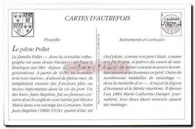 Boulogne-sur-Mer — Le Pilote Pollet, Patron du Canot de Sauvetage — LL. — n° 277 — Verso