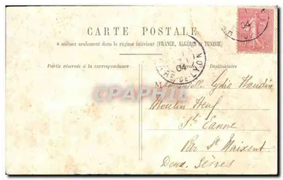 Dwóch tancerzy w strojach epokowych — M. i Pani Le Menuet — wydawca nie widoczny — Rewers