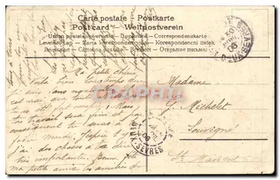Bouquet de flores em um vaso — rebanho de ovelhas — editor L.C. PARIS, número de série não visível — Verso