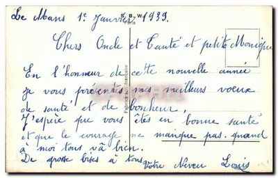 Zamieczony wioska — zimowa scena z kościołem — S.B.W. Paris — Rewers