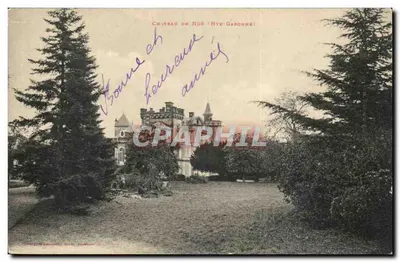 नूए के किला / हॉट-गारोन्ने — किला के दृश्य, चैपल और बगीचों से घिरा — निर्माता अज्ञात