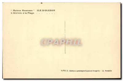 Dom szczęśliwy — Wyspa Oléron — Wydawnictwo Artystyczne Raymond Bergevin — Rewers