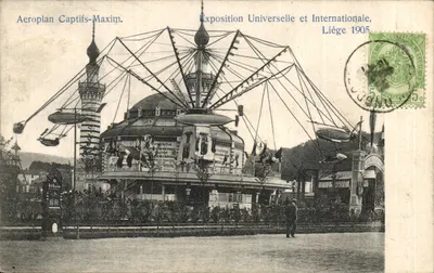 Aéroplane Captifs-Maxim — Exposition Universelle et Internationale, Liège 1905 — Depôt Rue Fragnee 204 Liège