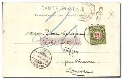 Mont Blanc widziany z Brevent — Hotel du Méridien — datowany 28 sierpnia 1901 — Rewers