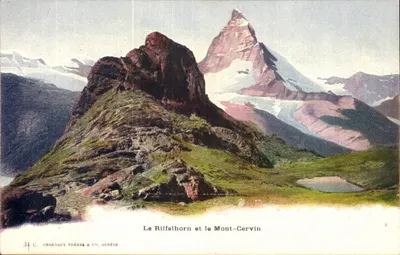 O Riffelhorn e o Monte Cervino — vista alpina — Charnaux Frères & Cie, Genebra, n°34 C