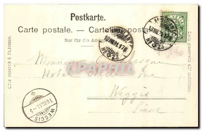 Zug — Vista della Stadtanzlei e del campanile del nuovo orologio — Fot. Scatto e Editore E. A. M. Wege-Strass, Zug — Verso