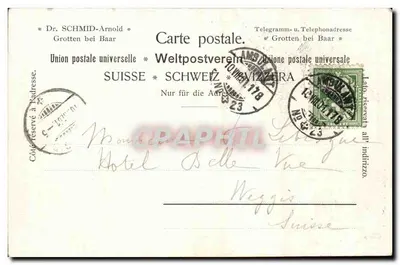 Tropfsteingrotten i. d. Hölle b. Baar (Kt. Zürich) — uitzicht van Dr. Schmid-Arnold — C.A. & Cie, nr. 498 — Achterkant