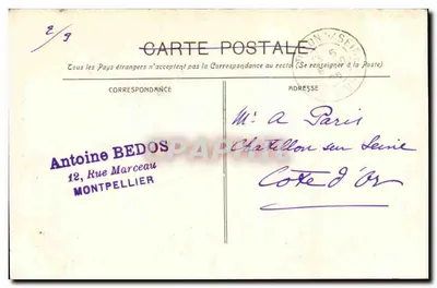 Montpellier — Facha de la Catedral — Editor anónimo, número de serie no visible — Reverso