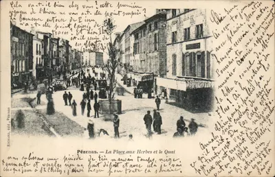Pézenas — A Place aux Herbes e o Quai — Richard, editor Pézenas