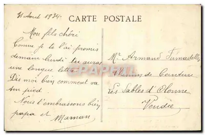 Thouars (Deux-Sèvres) — O Castelo dos Duques de La Trémoille visto sob o Ponte Nova — Librairie L. Guillon, editor — Verso