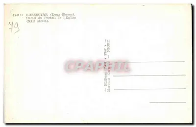 Bressuire (Deux-Sèvres) — Detalhe do Portal da Igreja (século XII) — Edições de Arte « Flor » — N° 1741B — Verso