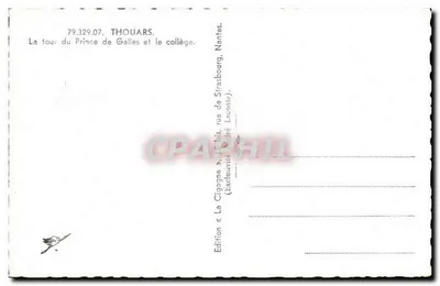 Thouars — Wieża Princesa Walii i klasztor — Wydawnictwo La Cigogne, Nantes — Rewers