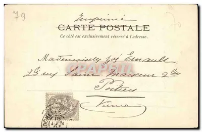 Pioussay (Deux-Sèvres) — Castillo de Joué, vista tomada al sur — Jules Robuchon, Poitiers, n° 477 — Reverso
