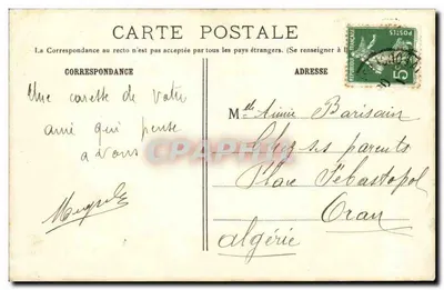 Linguagem do carimbo — M.F. Paris — série de selos ilustrados — Verso