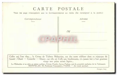 La Malaceïne — Série de perfumes — Editor: Diaeger, Imp. — Verso