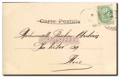 Mujer con jaula de pájaros — H. MANUEL París — n° 107 — Reverso