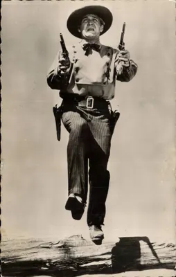 Cowboy pulando — cena de filme — Coleção Western N° 54, Paramount, 1954