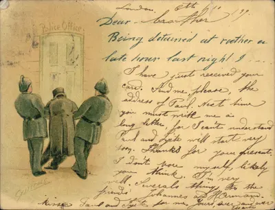 Great Britain Vintage Postcard Police Office (police officers) Illustrator Rare postcard from 1899 ! TOP