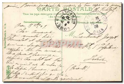 Oran - Het Haven door de Bomen van de Promenade de l'Etano — Uitgave L. V. S. — Achterkant