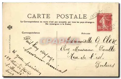 Paris Bilhete postal antigo Rue Corbeau Prise de la rue Bienat (billard — Verso