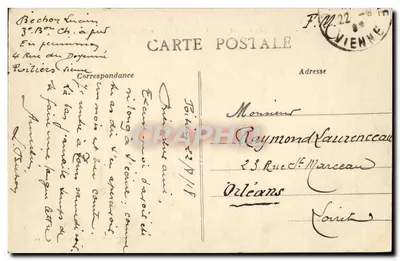 Poitiers - Dolina rzeki Clain i most tunelowy - Widok z wieży ptaka - J.-B. Raymond, fotografia, Poitiers — Rewers