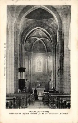 Jazeneuil (Vienne) — Interior da igreja romana (séculos XI e XII) — O Coro — J. Robuchon, Fot. Poitiers, n° 1166