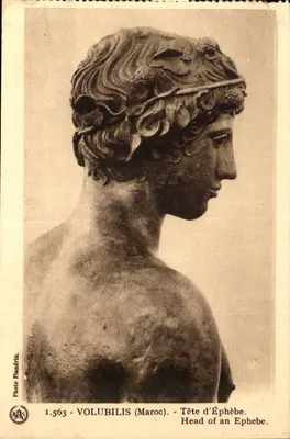 Cabeça de Éphobo — Volubilis (Marrocos) — Foto Flandrin, n° 1.563