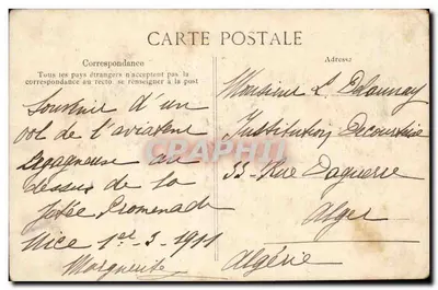 Widok z promenady Anglijskiej w Nicei — samolot w locie — Photo-Dauvin — N°1331 — Rewers