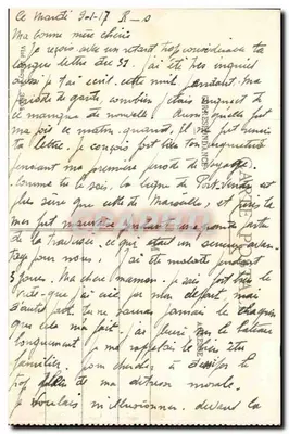 Reims no segundo ano de bombardeio 1914-15-16 — Rue Eugène Desteuque, edifícios N°2 e 4 destruídos — texto impresso e correspondência manuscrita — Verso