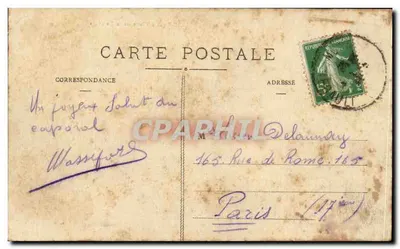 Montpellier. Plac Komedii — widok panoramiczny z tramwajem i budynkami — wydawca Gemp-Pernod — Rewers