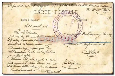 Chaumière Champlessie — casa com homem e cachorro — editor desconhecido — Verso