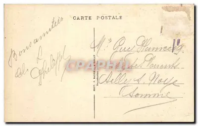 Les Eyzies — Prähistorische Station — Ruinen des feudalen Schlosses in den Seiten des Felsens (10. und 12. Jahrhundert) — Foto. P. Baudrillat & Sarlat — Rückseite